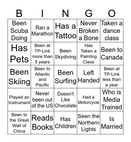 TP-Link Bingo Card