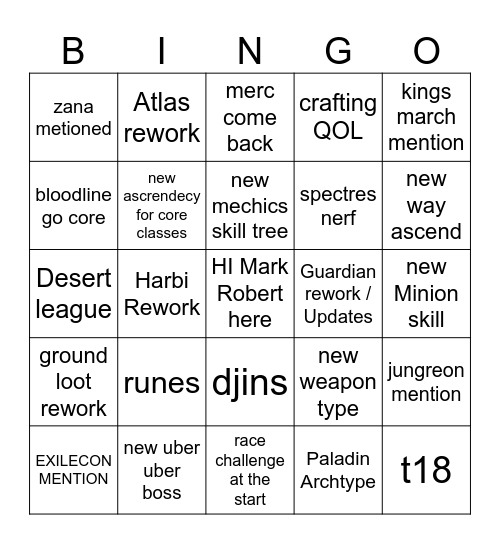 poe 3.28 bingo Card