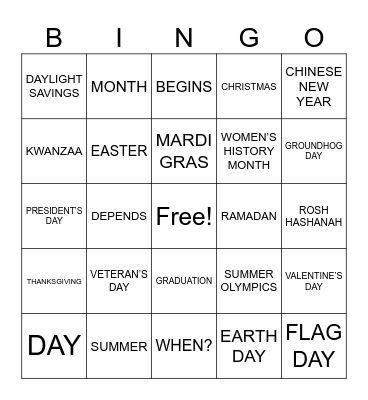 Unit 3 ASL Bingo Card