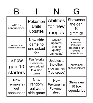Pokemon Day Bingo Card