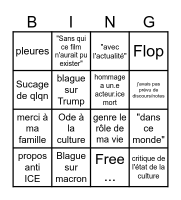 César 2026 Bingo Card