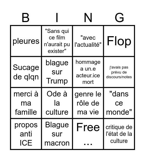 César 2026 Bingo Card