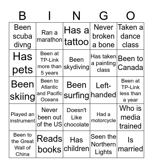 TP-Link Bingo Card