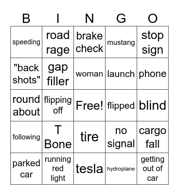 Idiots in cars Bingo Card