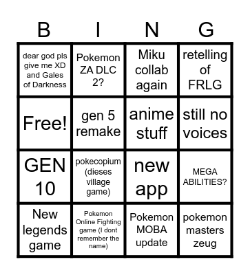 pokego Bingo Card