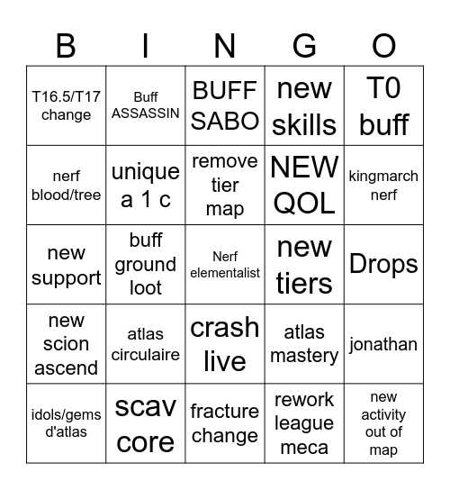 poe Bingo Card