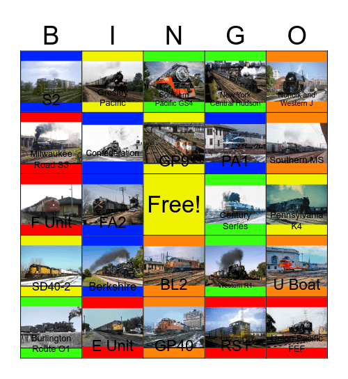 Chicagoland Railroads that I would like to record with Carmen one day Bingo Card