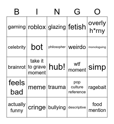 phub comments Bingo Card