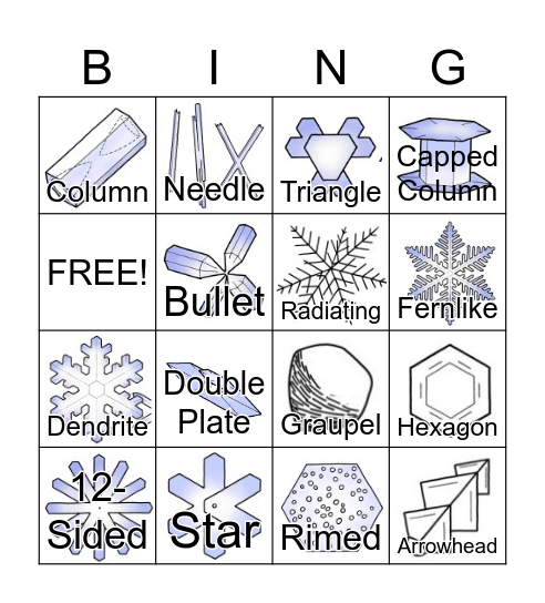 Snowflake Shapes Bingo Card