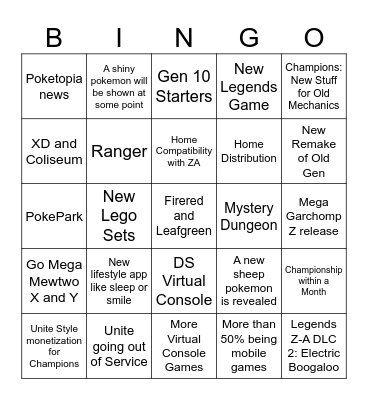 Pokemon 30th Anni Bingo Card