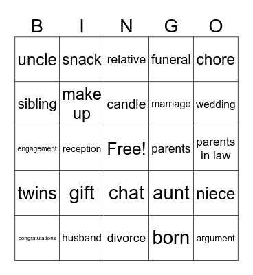 Family - E8 Bingo Card