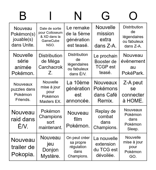 Pokémon Day 2026 Bingo Card