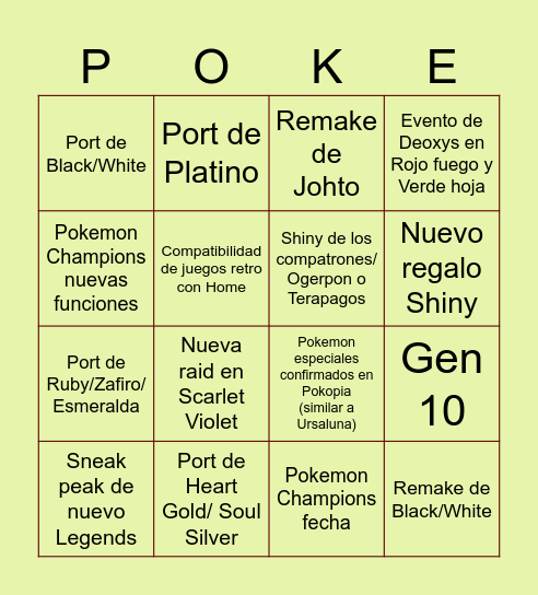 Pokeaniversario 30 Bingo Card