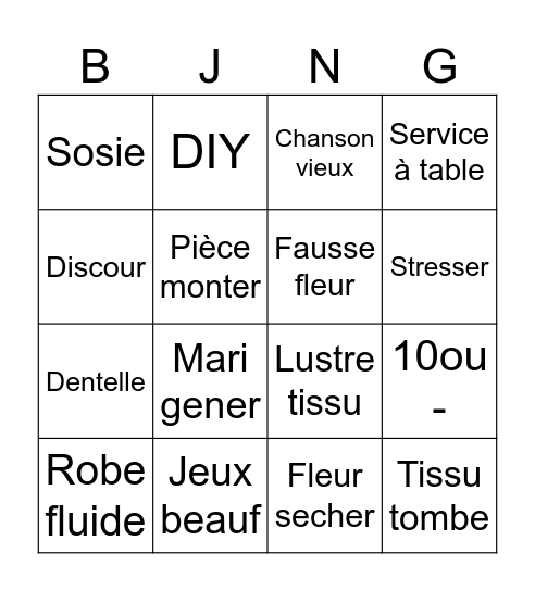 Bingo sans titre Bingo Card