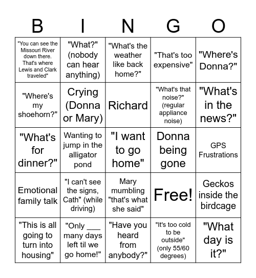 Florida 2026 Bingo Card