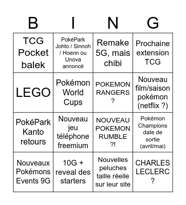 Pokémon 30Year Live Bingo Card