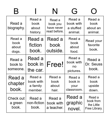 Read Across America Bingo Card