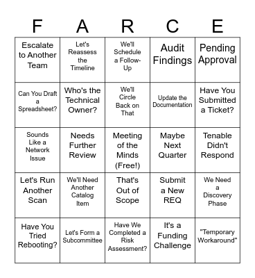 Leadership Meeting Bingo Card