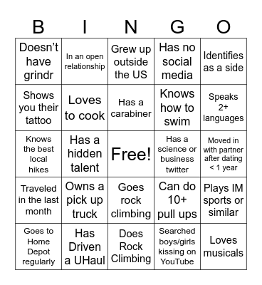 Winter Pride Graduate School Mixer Bingo Card