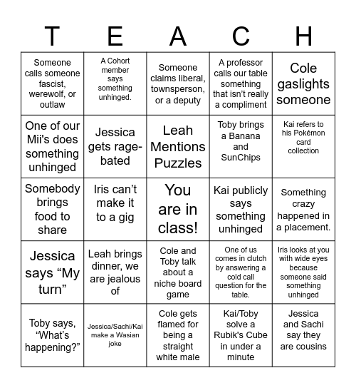 UOTeach BINGO! Bingo Card