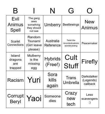 Hybrid Prince Bingo Card