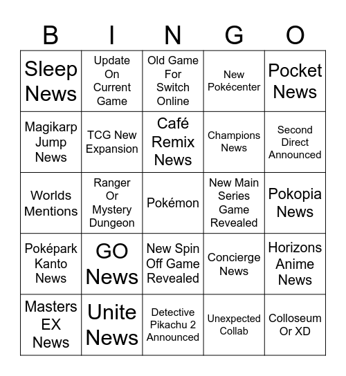 Pokémon Day 2026 Bingo Card