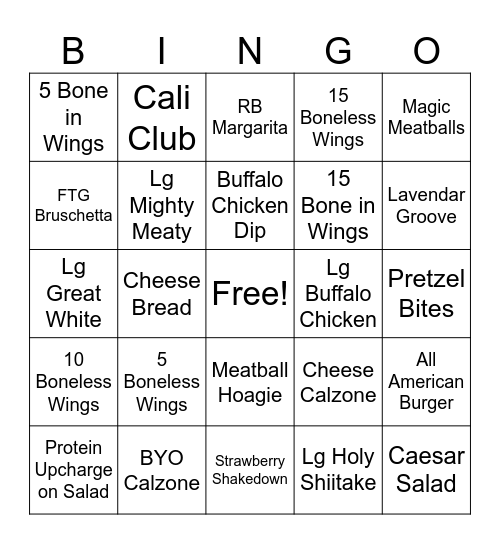 Server Bingo Card