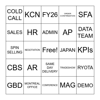 Keyence BINGO FY26 Kick Off Bingo Card