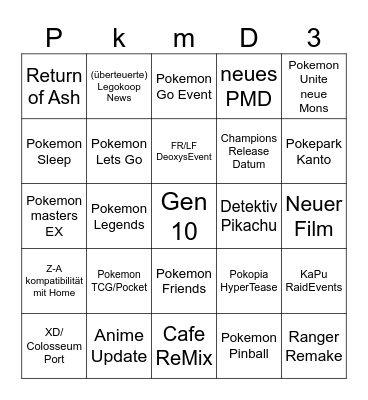 PokeDay 30th Bingo Card