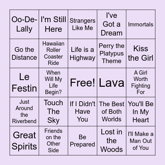 B i b b i d i   B o b b i d i   B i n g o Bingo Card