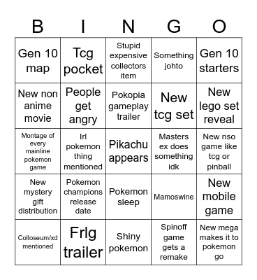 pokemon day 2026 Bingo Card