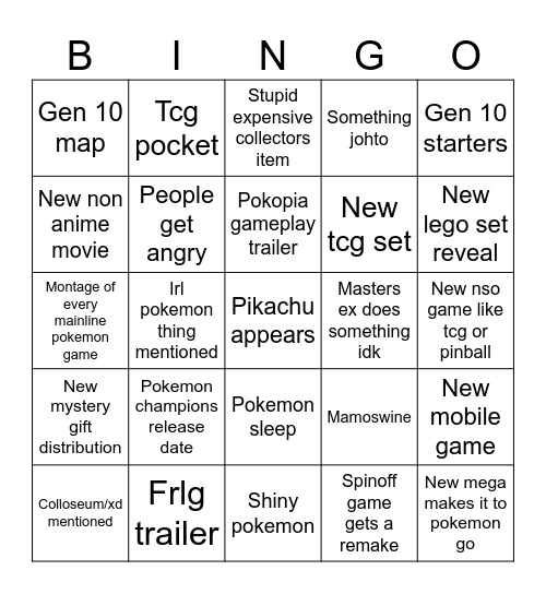 pokemon day 2026 Bingo Card