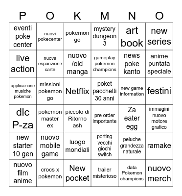 Pokemon Day Bingo Card