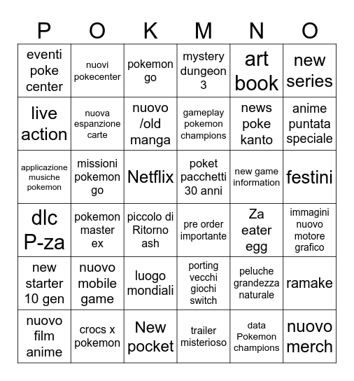 Pokemon Day Bingo Card