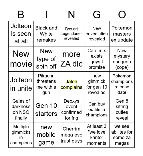 Pokemon Day Bingo 2026 Bingo Card
