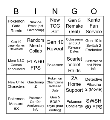Pokemon Day 2026 Bingo Card