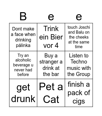 Quest for Ben Bingo Card