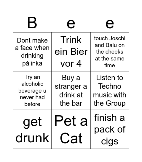 Quest for Ben Bingo Card