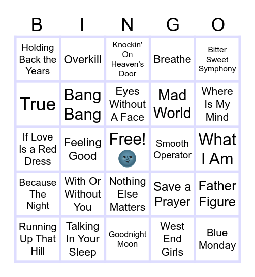 MUSIC BINGO at The Ann Arbor Eagles! Noir Nimbus and Moody Melodies☁️ Bingo Card