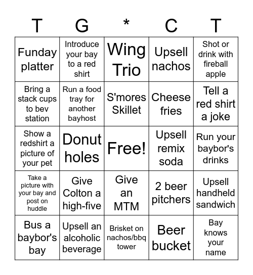 Topgolf Bingo Card