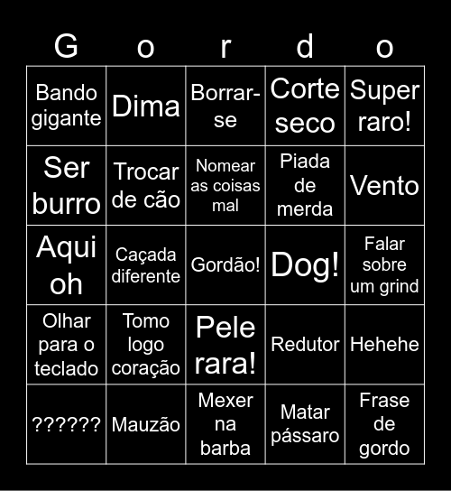 Gordão borrego Bingo Card