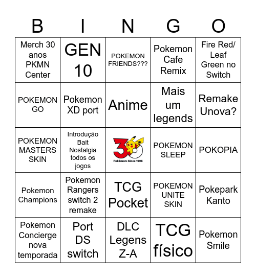 Pokemon Day 2026 Bingo Card