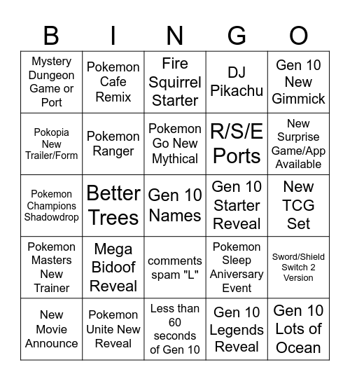 PokemonDay2026 Bingo Card