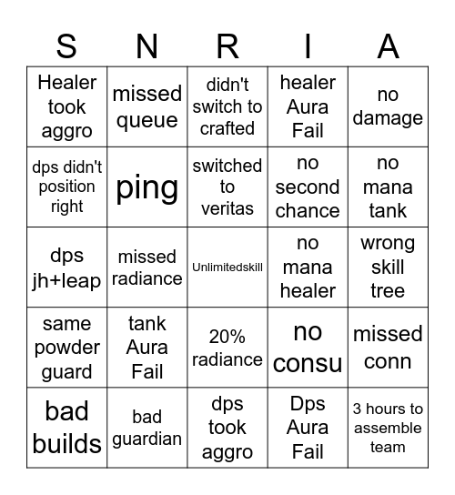 esi war Bingo Card