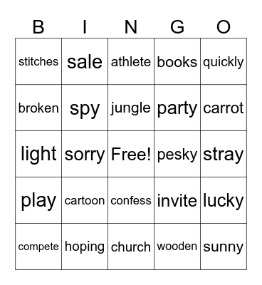 2nd Grade Bingo! Bingo Card