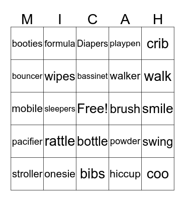 Micah Bingo Card