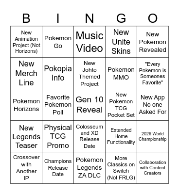 Pokemon Day! Bingo Card
