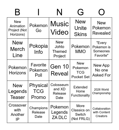 Pokemon Day! Bingo Card