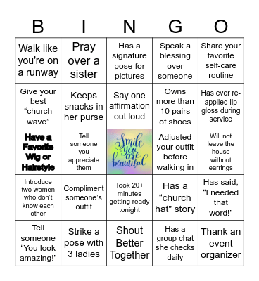 Ladies Interactive Bingo Card