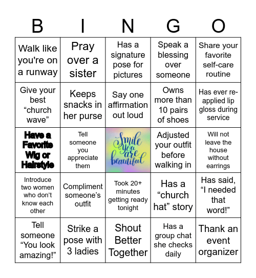 Ladies Interactive Bingo Card